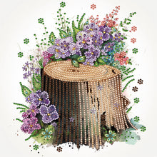 Load image into Gallery viewer, Diamond Painting - Partial Special Shaped - The tenacious blooming flowers in the wooden pile (30*30CM)
