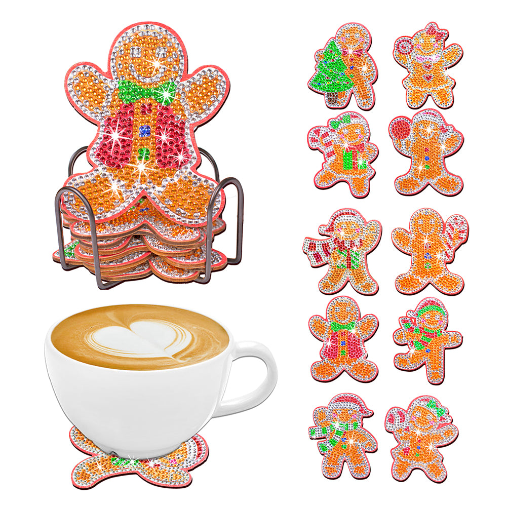 10PCS Diamond Painting Art Coaster Kit Santa Christmas Christmas Gifts Cardinals
