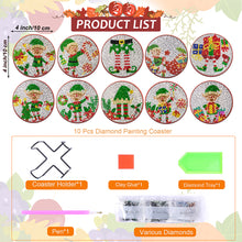 Load image into Gallery viewer, 10PCS Diamond Painting Art Coaster Kit Santa Christmas Christmas Gifts Cardinals
