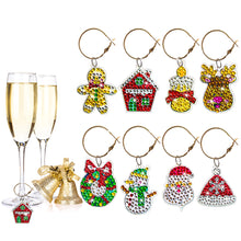 Load image into Gallery viewer, 8PCS Diamond Painting Art Pendant Santa Diamond Wine Glass Charms Snowman Wreath
