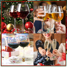 Load image into Gallery viewer, 8PCS Diamond Painting Art Pendant Santa Diamond Wine Glass Charms Snowman Wreath
