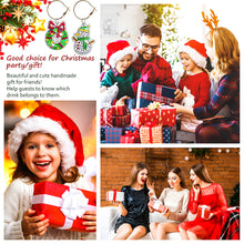 Load image into Gallery viewer, 8PCS Diamond Painting Art Pendant Santa Diamond Wine Glass Charms Snowman Wreath
