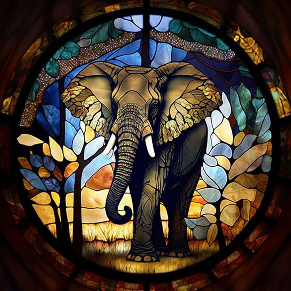 Diamond Painting - Full Round - glass painting elephant (40*40CM)