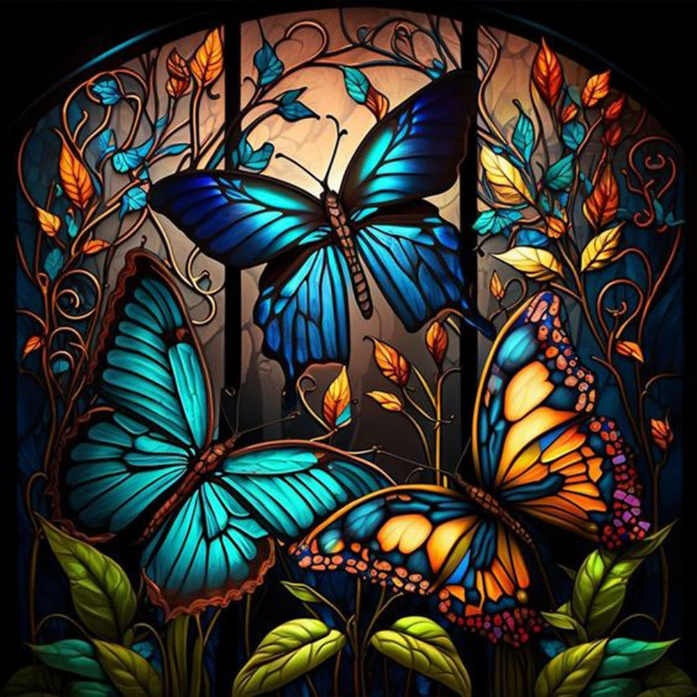 Diamond Painting - Full Round - glass painting butterfly (40*40CM)