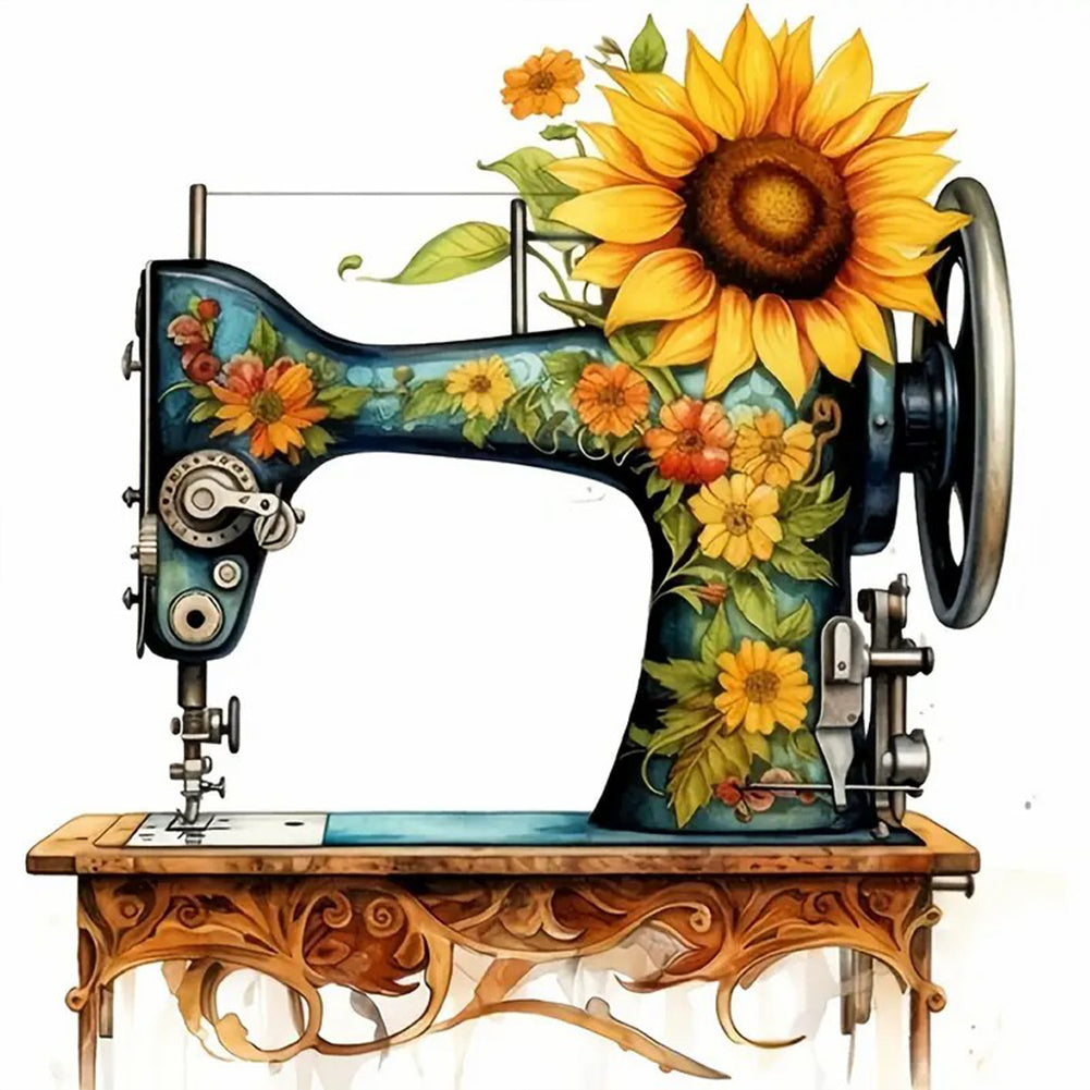 Diamond Painting - Full Round - Sunflower sewing machine (30*30CM)