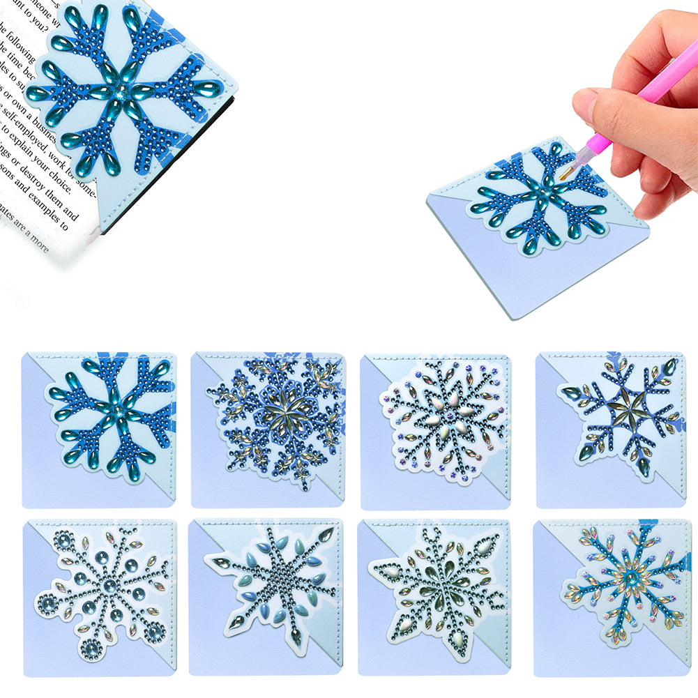 8PCS Diamond Painting Bookmark Kits Snowflake DIY Triangle Diamond Painting Kits