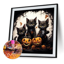 Load image into Gallery viewer, Diamond Painting - Full Round - halloween pumpkin black cat (40*40CM)
