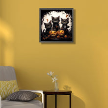 Load image into Gallery viewer, Diamond Painting - Full Round - halloween pumpkin black cat (40*40CM)
