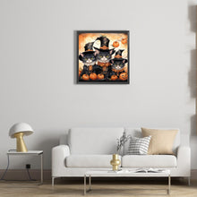 Load image into Gallery viewer, Diamond Painting - Full Round - halloween pumpkin black cat (40*40CM)
