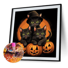 Load image into Gallery viewer, Diamond Painting - Full Round - halloween pumpkin black cat (40*40CM)
