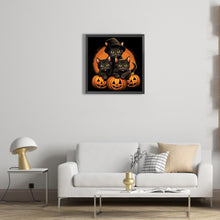 Load image into Gallery viewer, Diamond Painting - Full Round - halloween pumpkin black cat (40*40CM)
