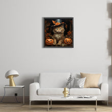 Load image into Gallery viewer, Diamond Painting - Full Round - halloween pumpkin black cat (40*40CM)
