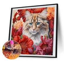 Load image into Gallery viewer, AB Diamond Painting - Full Round - Flowers and cats (40*40CM)
