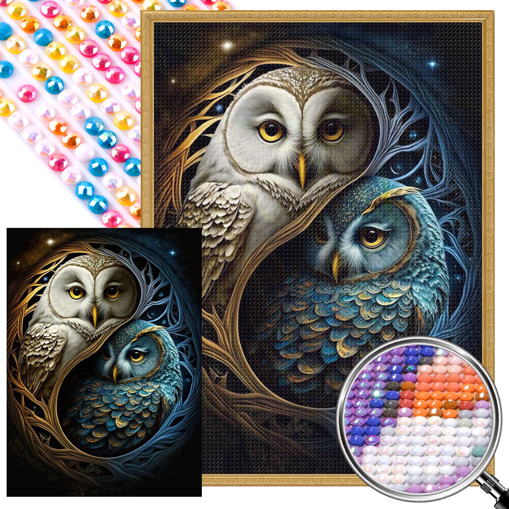 AB Diamond Painting - Full Round - Yin Yang Owl (40*55CM)