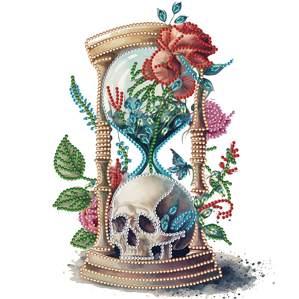 Diamond Painting - Partial Special Shaped - skull hourglass (30*30CM)