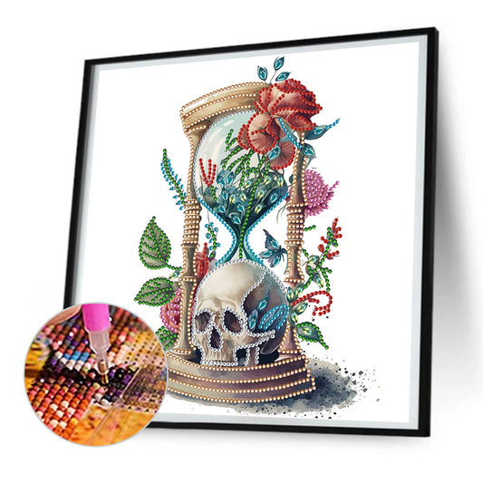 Diamond Painting - Partial Special Shaped - skull hourglass (30*30CM)