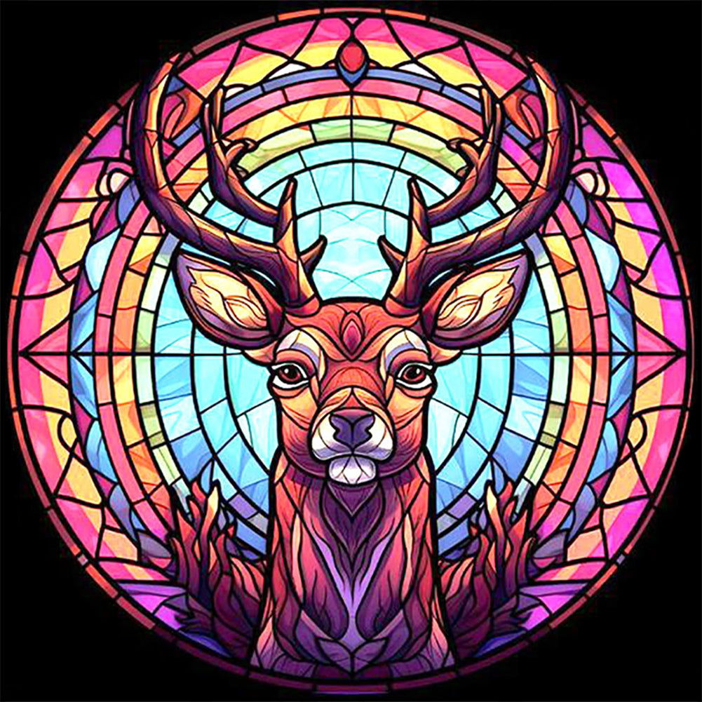 Diamond Painting - Full Round - stained glass deer (30*30CM)