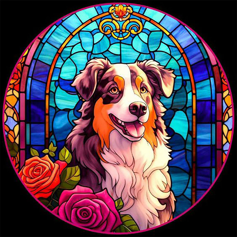 Diamond Painting - Full Round - stained glass dog (30*30CM)
