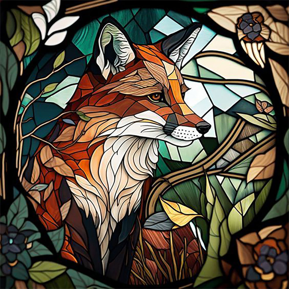 Diamond Painting - Full Round - stained glass fox (30*30CM)