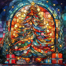Load image into Gallery viewer, Diamond Painting - Full Round - Christmas tree glass painting (30*30CM)
