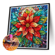 Load image into Gallery viewer, Diamond Painting - Full Round - Christmas red flower glass painting (30*30CM)
