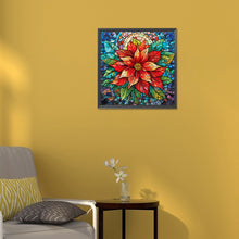 Load image into Gallery viewer, Diamond Painting - Full Round - Christmas red flower glass painting (30*30CM)
