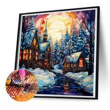 Load image into Gallery viewer, Diamond Painting - Full Round - Christmas house glass painting (30*30CM)
