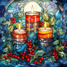 Load image into Gallery viewer, Diamond Painting - Full Round - Christmas candle glass painting (30*30CM)
