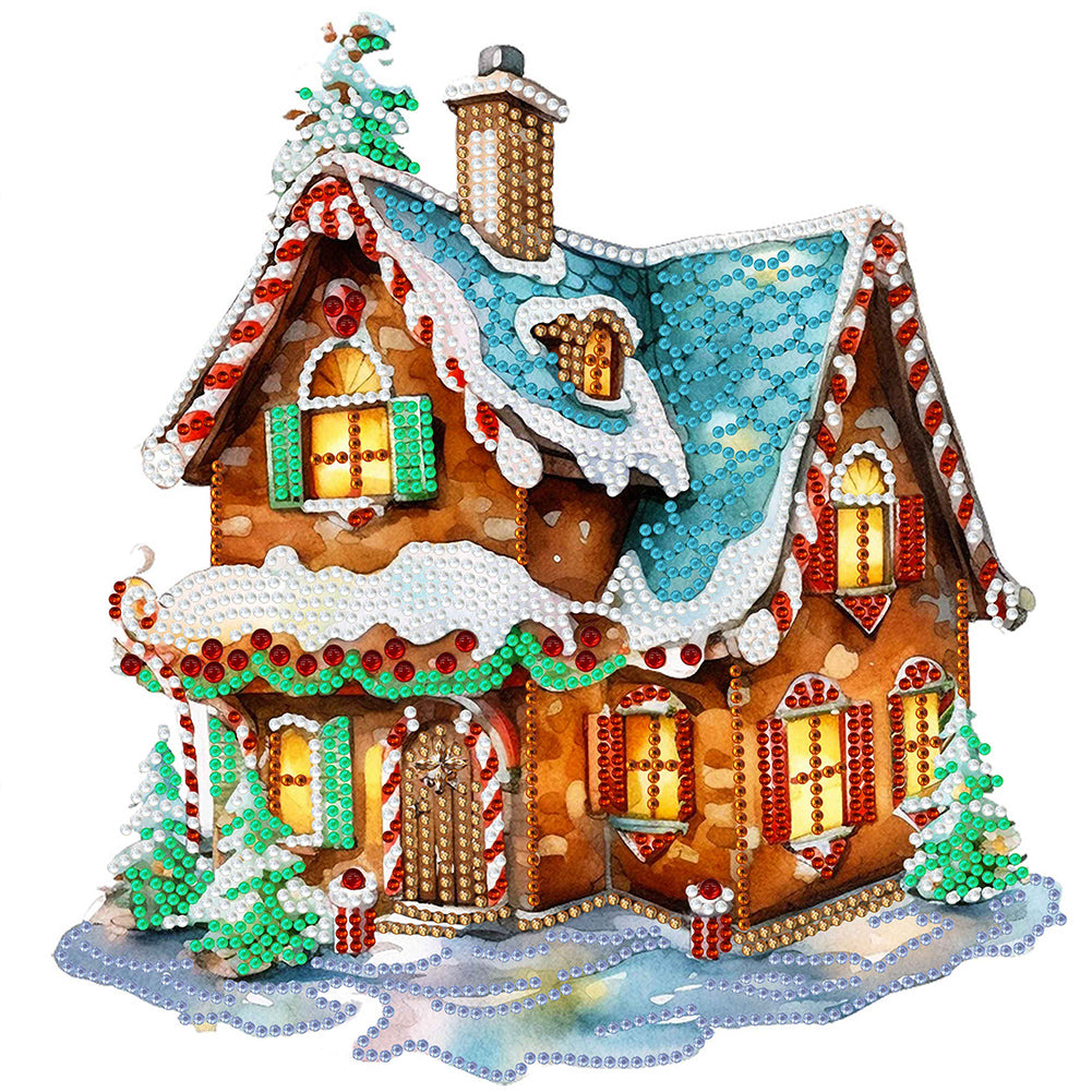 Diamond Painting - Partial Special Shaped - Christmas cabin (30*30CM)