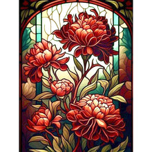 Load image into Gallery viewer, Diamond Painting - Full Round - stained glass red flowers (30*40CM)

