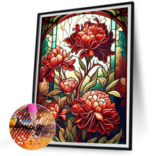 Load image into Gallery viewer, Diamond Painting - Full Round - stained glass red flowers (30*40CM)

