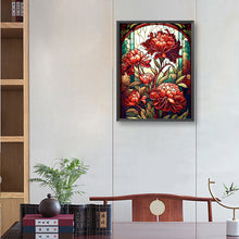 Load image into Gallery viewer, Diamond Painting - Full Round - stained glass red flowers (30*40CM)
