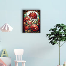 Load image into Gallery viewer, Diamond Painting - Full Round - stained glass red flowers (30*40CM)
