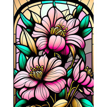 Load image into Gallery viewer, Diamond Painting - Full Round - stained glass pink flowers (30*40CM)
