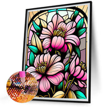 Load image into Gallery viewer, Diamond Painting - Full Round - stained glass pink flowers (30*40CM)
