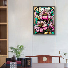 Load image into Gallery viewer, Diamond Painting - Full Round - stained glass pink flowers (30*40CM)
