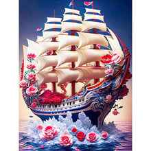 Load image into Gallery viewer, Diamond Painting - Full Round - red rose boat (30*40CM)
