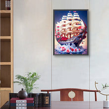 Load image into Gallery viewer, Diamond Painting - Full Round - red rose boat (30*40CM)
