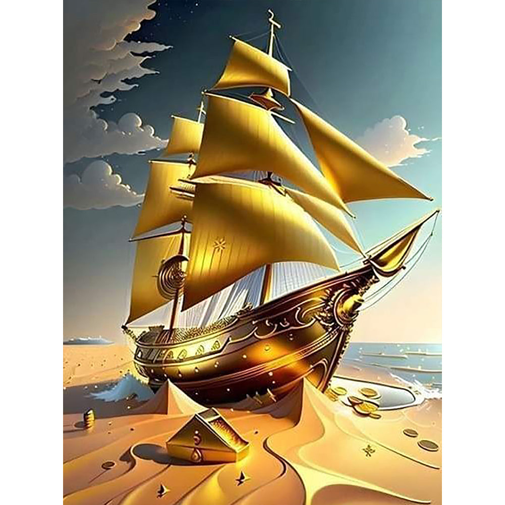 Diamond Painting - Full Round - golden ship (30*40CM)