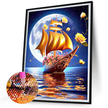 Load image into Gallery viewer, Diamond Painting - Full Round - pink rose boat (30*40CM)
