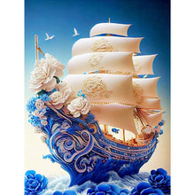 Load image into Gallery viewer, Diamond Painting - Full Round - white rose boat (30*40CM)
