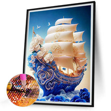 Load image into Gallery viewer, Diamond Painting - Full Round - white rose boat (30*40CM)
