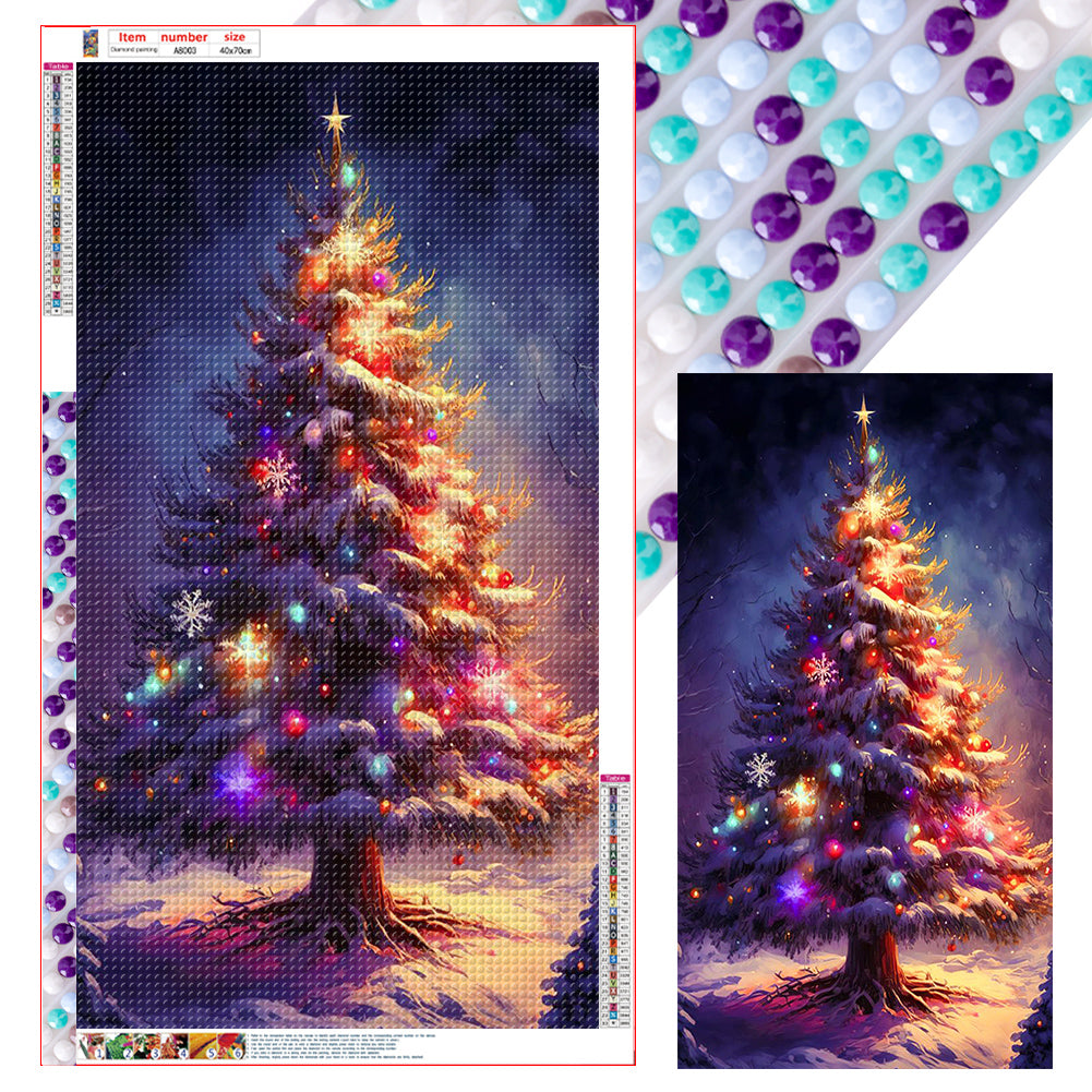 Diamond Painting - Full Round - Christmas tree in the snow (40*70CM)