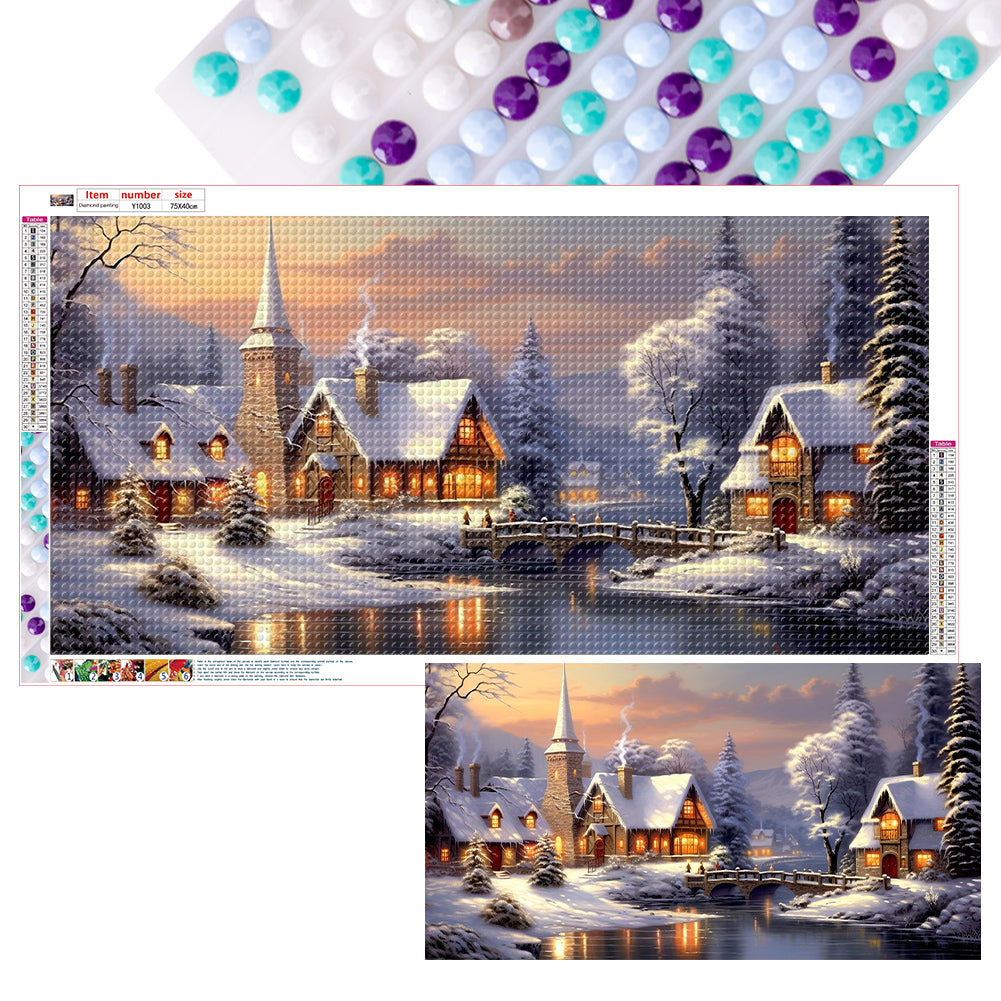 Diamond Painting - Full Round - snow village (75*40CM)