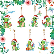 Load image into Gallery viewer, 6/7PCS Double Sided Diamond Painting Art Keychain Pendant Special Shape Dinosaur
