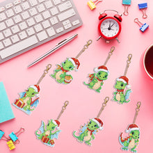 Load image into Gallery viewer, 6/7PCS Double Sided Diamond Painting Art Keychain Pendant Special Shape Dinosaur
