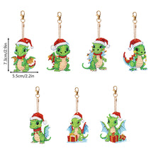 Load image into Gallery viewer, 6/7PCS Double Sided Diamond Painting Art Keychain Pendant Special Shape Dinosaur
