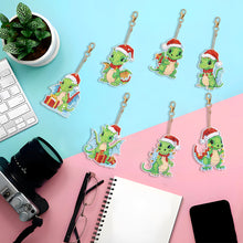 Load image into Gallery viewer, 6/7PCS Double Sided Diamond Painting Art Keychain Pendant Special Shape Dinosaur
