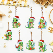 Load image into Gallery viewer, 6/7PCS Double Sided Diamond Painting Art Keychain Pendant Special Shape Dinosaur
