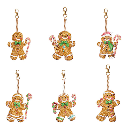 6/7PCS Double Sided Diamond Painting Art Keychain Pendant Special Shape Dinosaur
